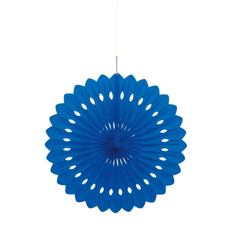 Royal Blue Decorative Paper Fan, 16 Inches, 1 Count