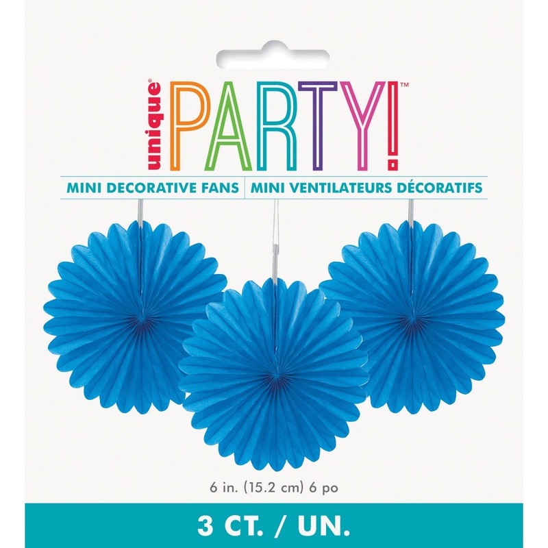 Royal Blue Decorative Paper Fans, 6 Inches, 3 Count