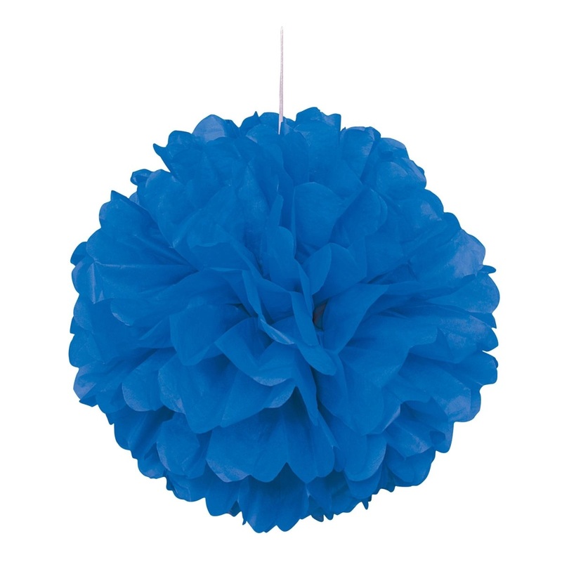 Royal Blue Puff Hanging Decoration, 16 Inches, 1 Count