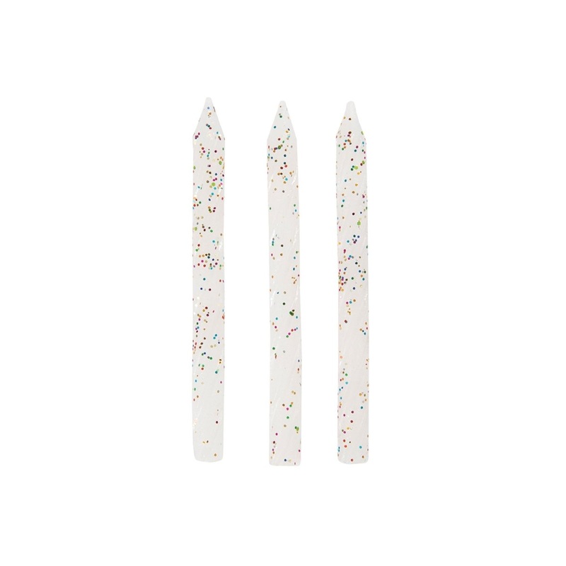 Sparkly Spiral Candles, White, 24 Count