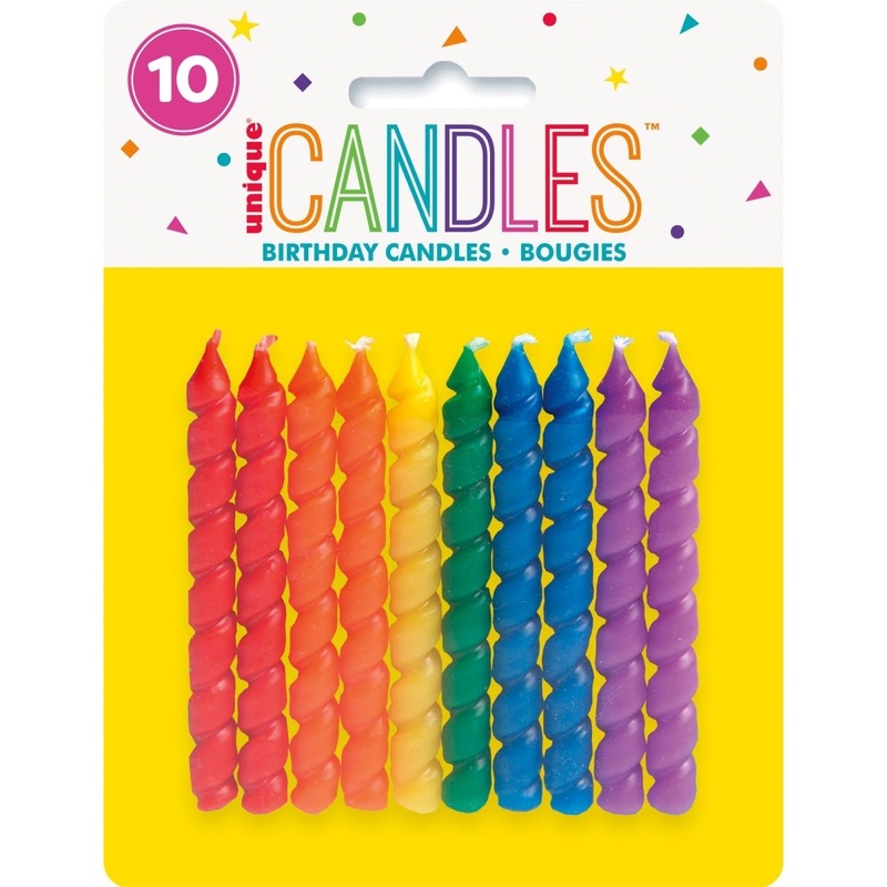 Spiral Candles, Multicolor, 10 Count