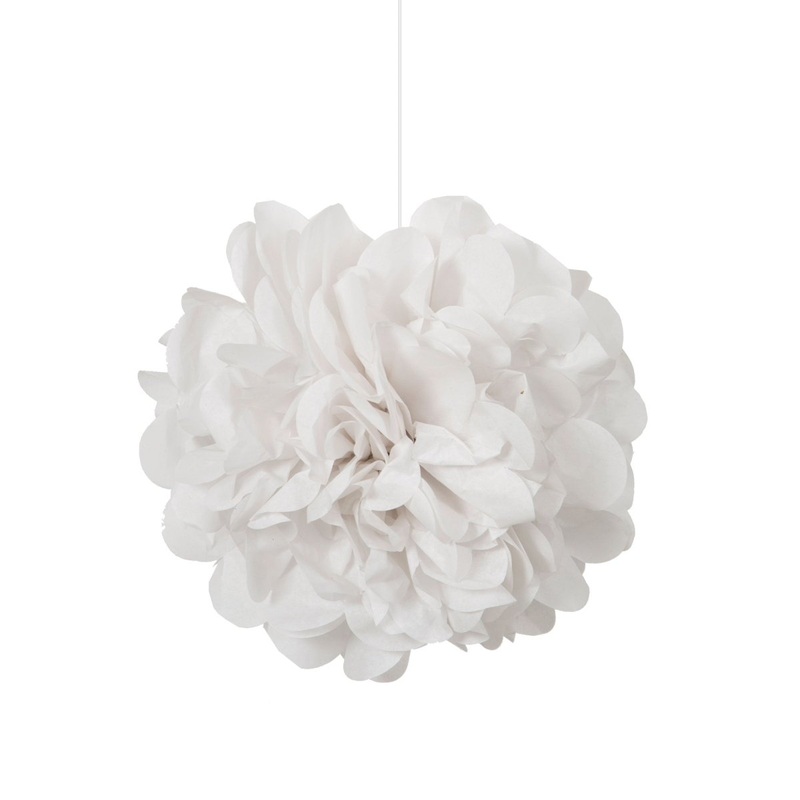 White Mini Puff Hanging Decorations, 9 Inches, 3 Count