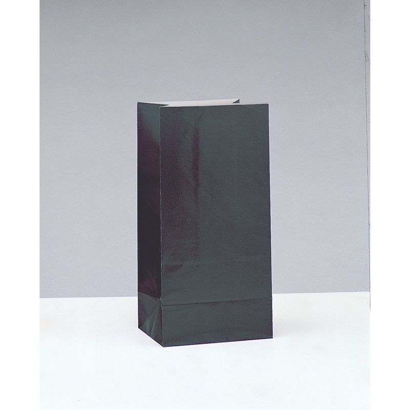 Black Paper Party Bags, 10 x 5 Inches, 12 Count