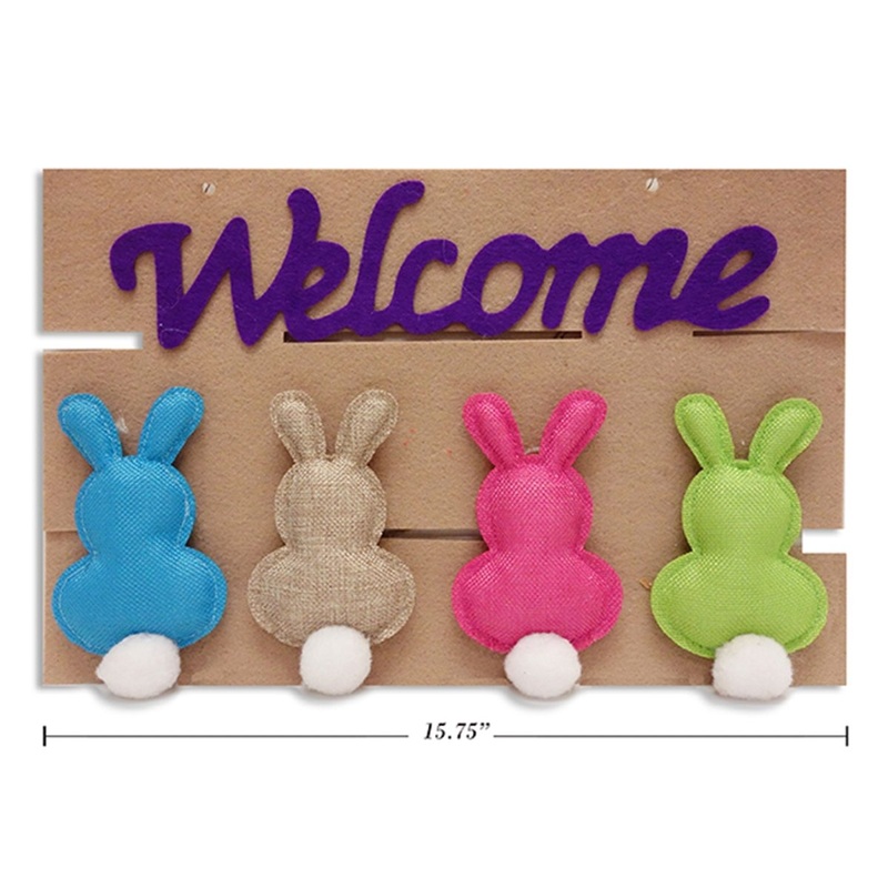 Easter Bunnies "Welcome" Burlap Banner, 1 Count