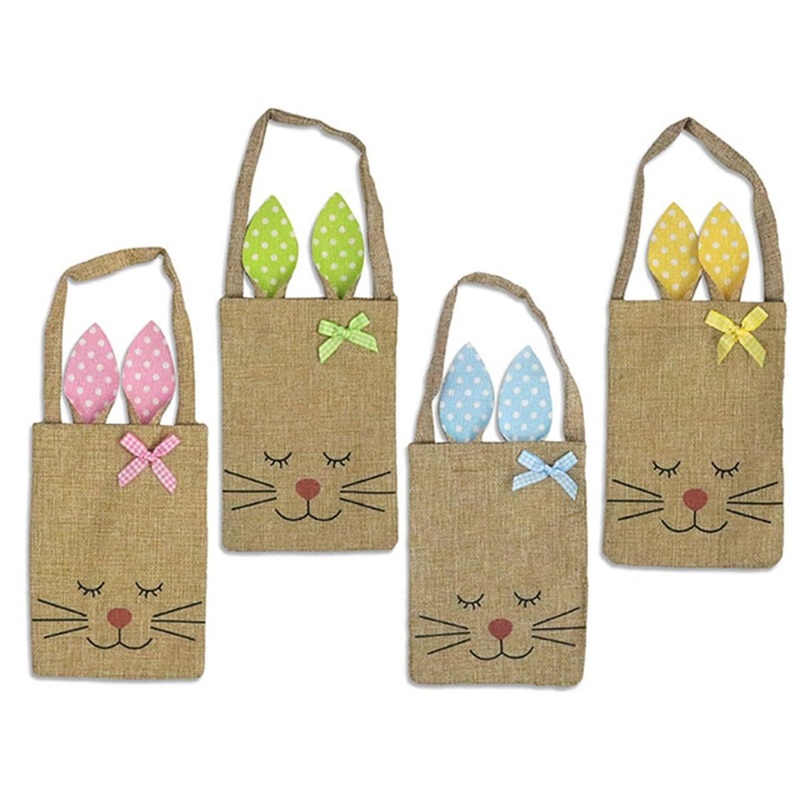 Easter Bunny Face Canvas Bags with Ears, Assortment, 1 Count