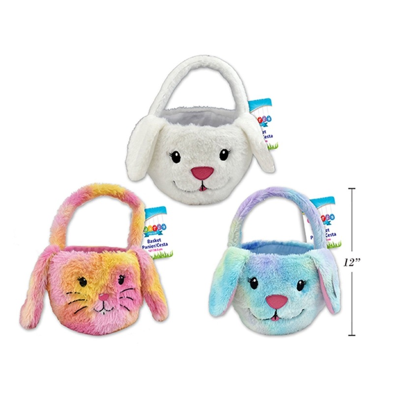 Easter Bunny Face Soft Plush Basket, Assortment, 1 Count