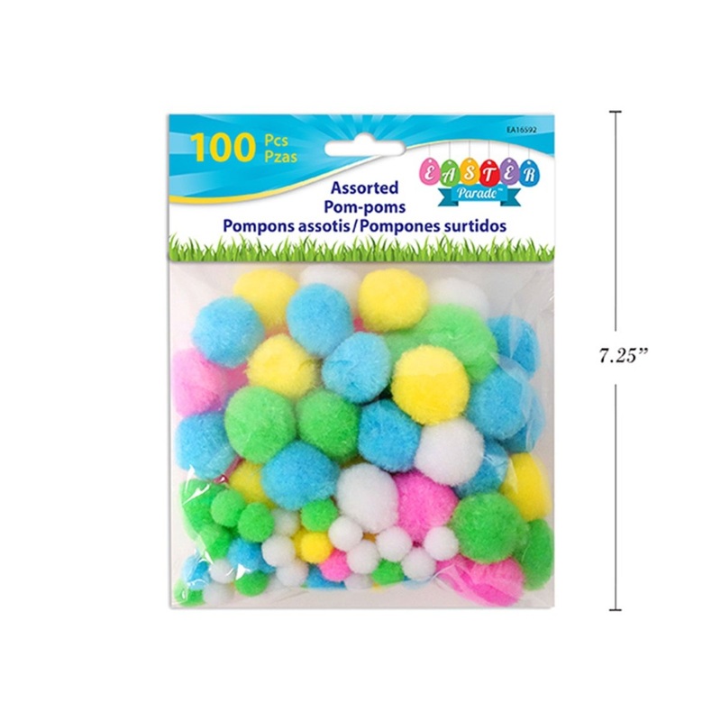 Easter Pom-Poms Assortment, 100 Count