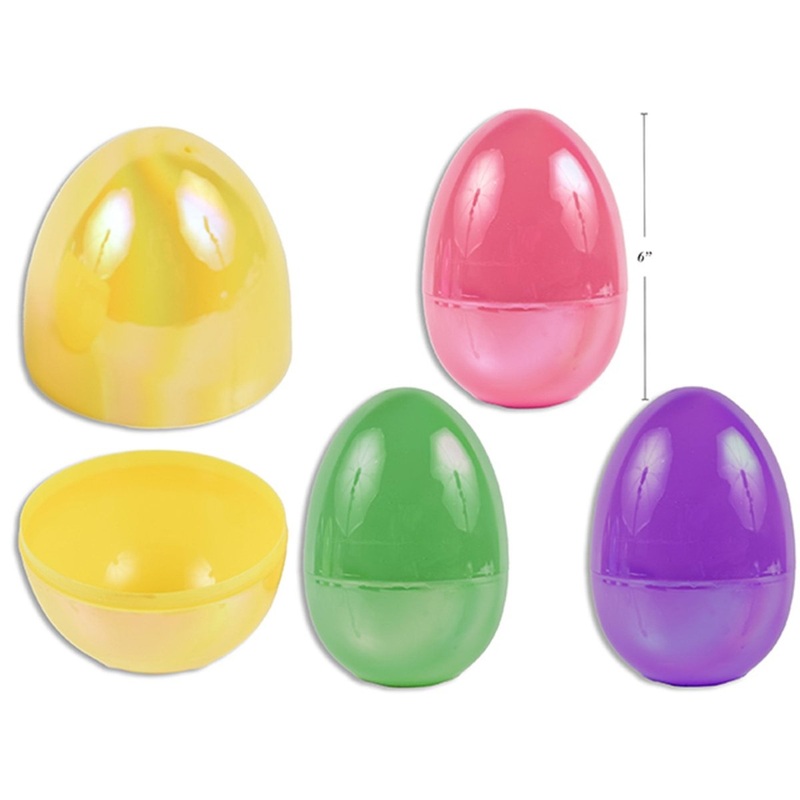 Jumbo Fillable Pearlized Easter Eggs, 6 Inches, 4 Count