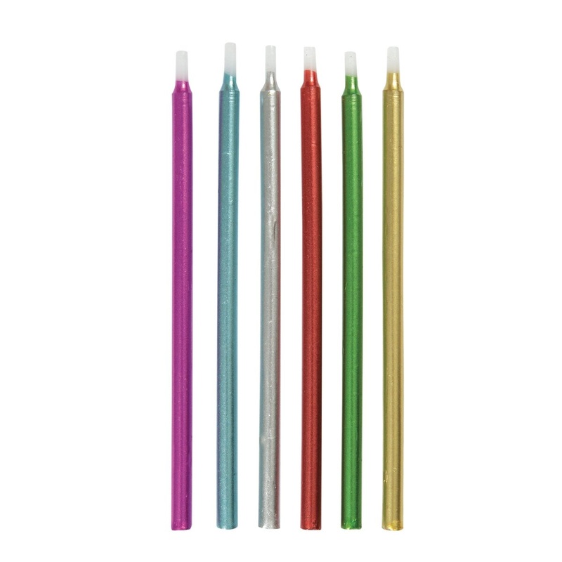 Multi-colored Metallic Candles, 5 Inches, 12 Count