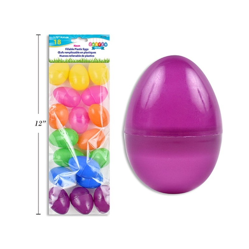 Neon Fillable Easter Eggs, 1.75 Inches, 18 Count