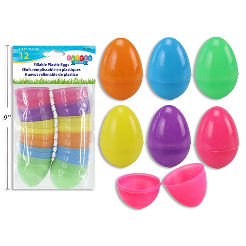 Neon Fillable Easter Eggs, 2.5 Inches, 12 Count