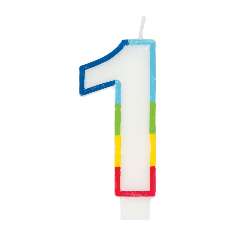 Rainbow Border Number 1 Birthday Candle, 1 Count
