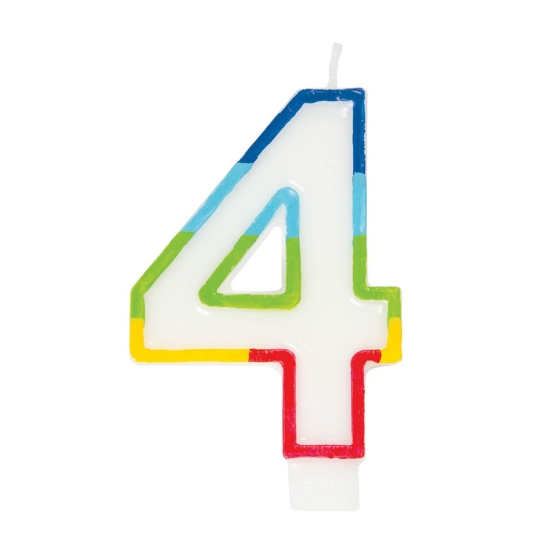 Rainbow Border Number 4 Birthday Candle, 1 Count