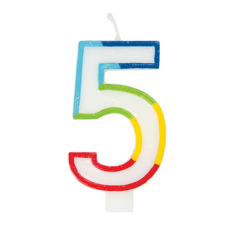 Rainbow Border Number 5 Birthday Candle, 1 Count