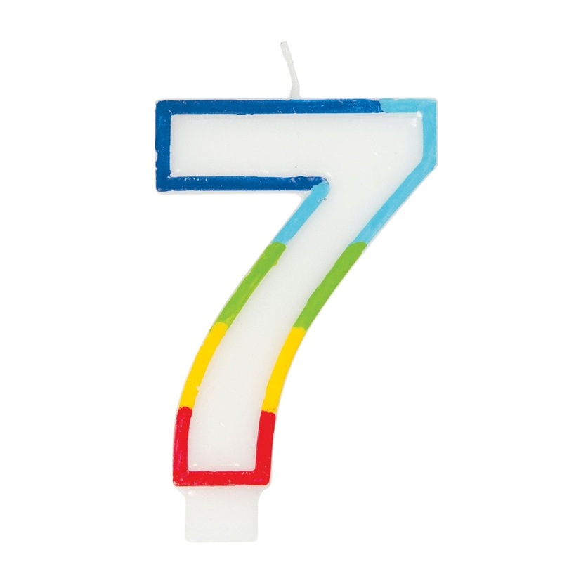 Rainbow Border Number 7 Birthday Candle, 1 Count
