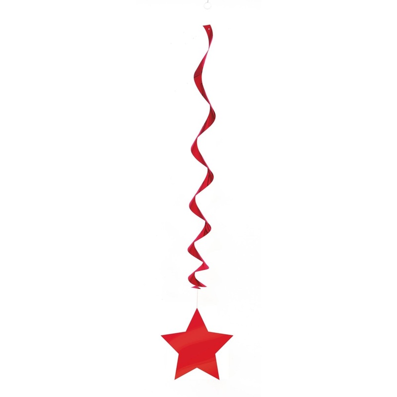 Red Hanging Star Swirl Decorations, 26 Inches, 3 Count