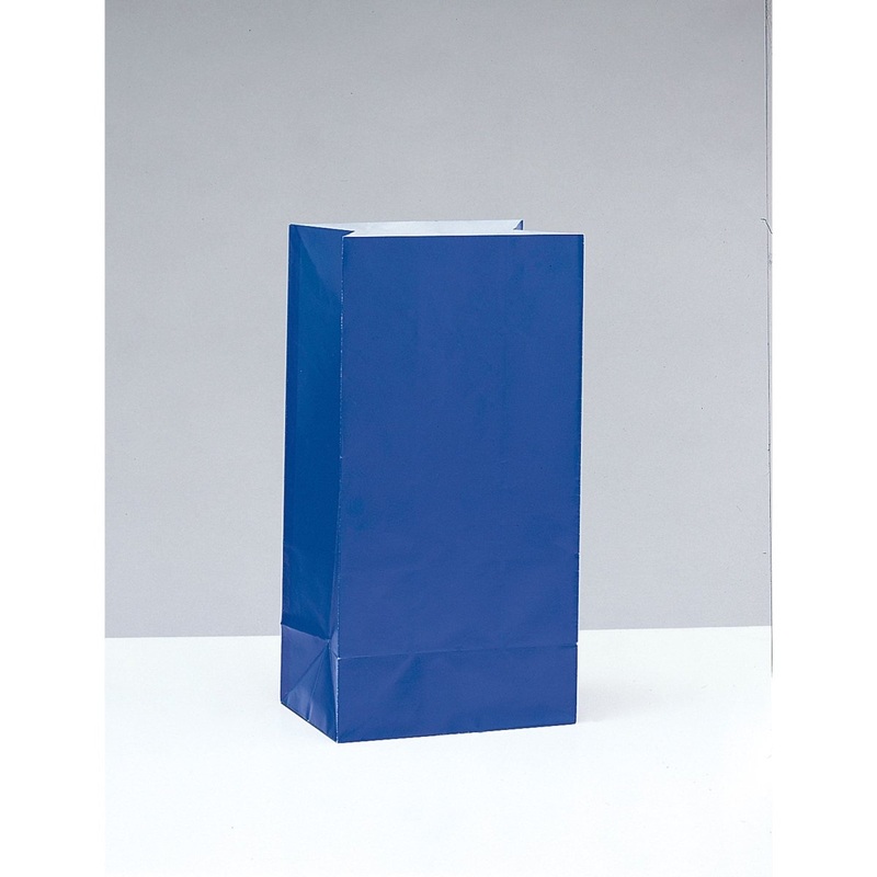 Royal Blue Paper Party Bags, 10 x 5 Inches, 12 Count