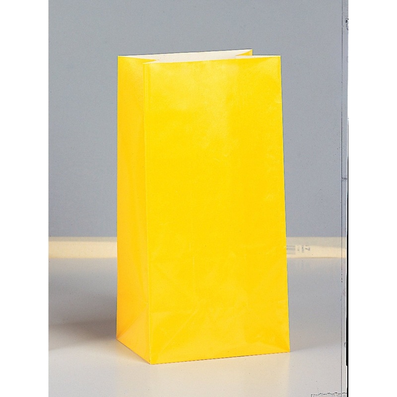 Yellow Paper Party Bags, 10 x 5 Inches, 12 Count