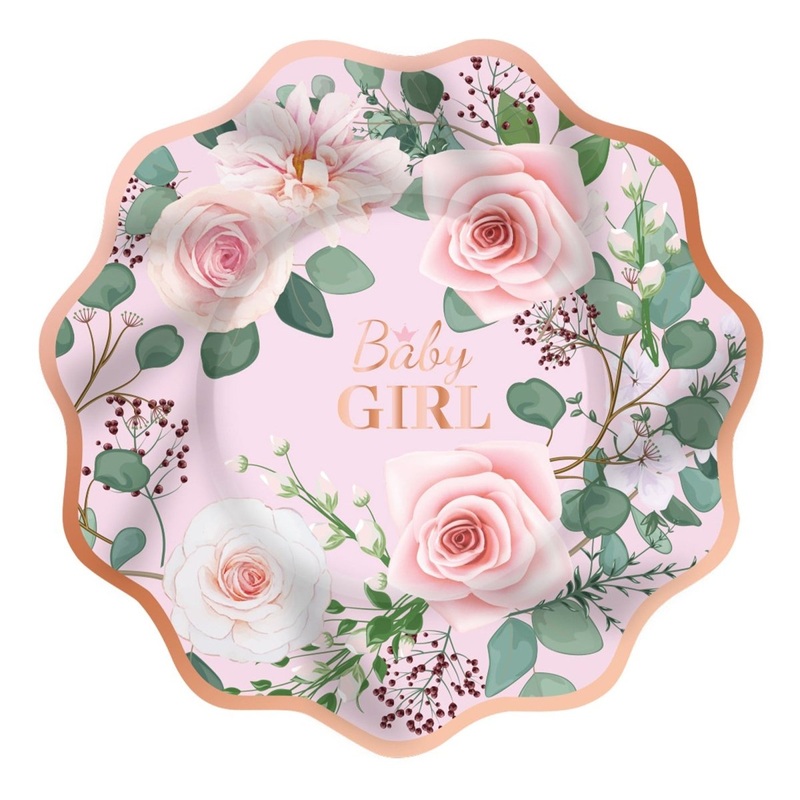 Baby In Bloom Large Lunch Paper Plates, 10 Inches, 8 Count