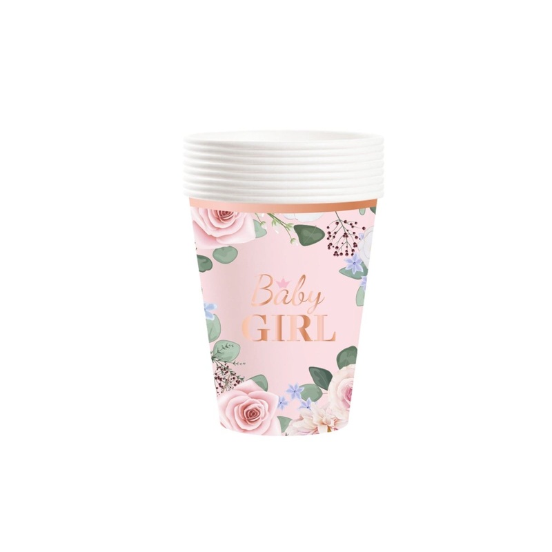 Baby In Bloom Paper Cups, 9 Oz, 8 Count
