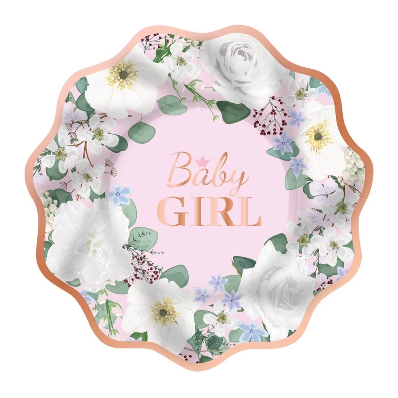 Baby In Bloom Small Dessert Paper Plates, 8 Inches, 8 Count