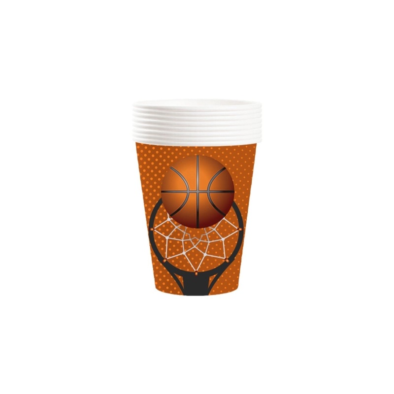 Basketball Paper Cups, 9 Oz, 8 Count