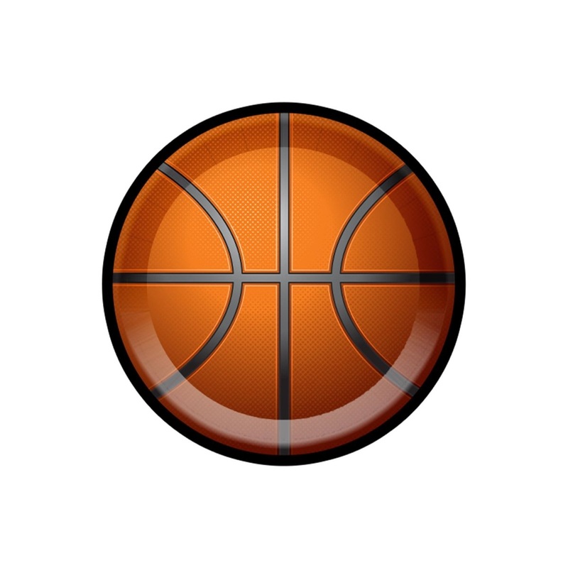 Basketball Small Round Dessert Paper Plates, 7 Inches, 8 Count
