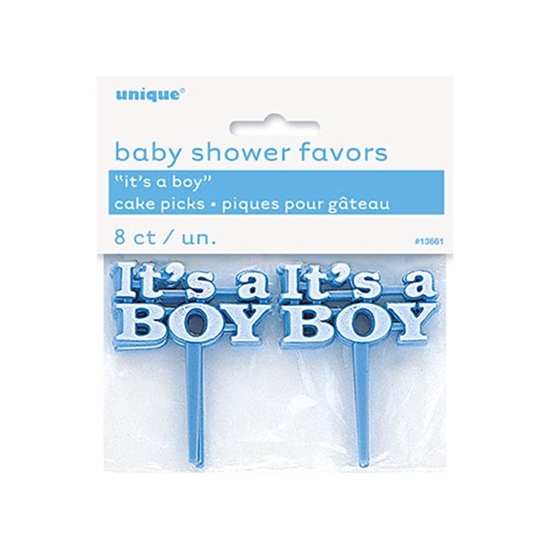 Blue "It's a Boy" Cupcake Picks, 8 Count