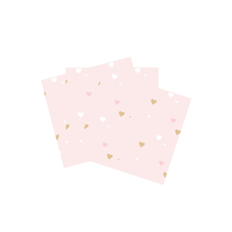 Blushing Hearts Large Lunch Napkins, 16 Count