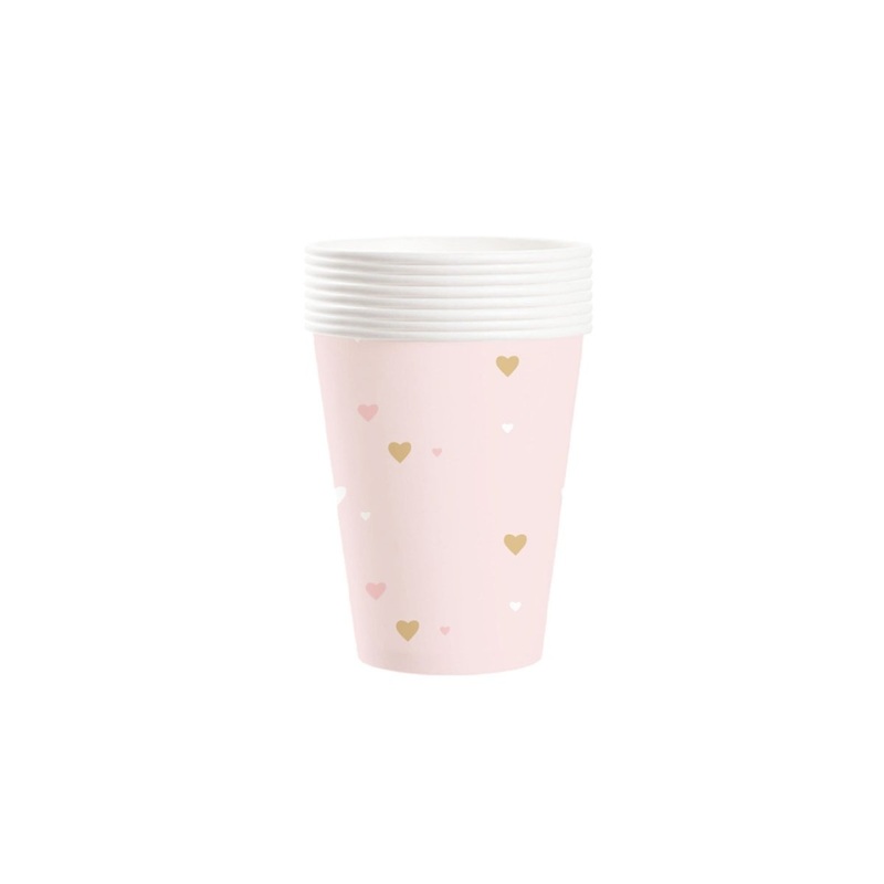 Blushing Hearts Paper Cups, 9 Oz, 8 Count