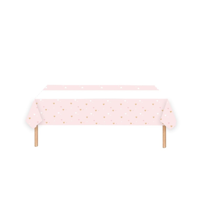 Blushing Hearts Rectangular Paper Table Cover, 47 x 70 Inches, 1 Count