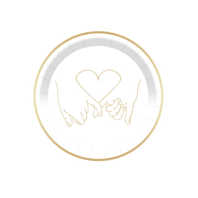 Blushing Hearts Small Round Dessert Paper Plates, 7 Inches, 8 Count
