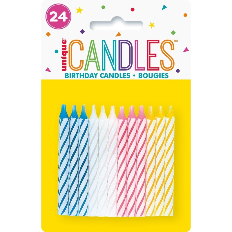 Colorful Spiral Candles, 24 Count