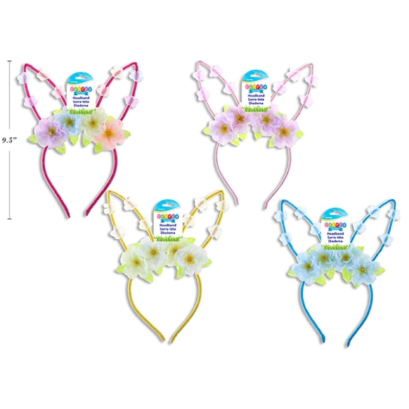 Easter Floral Bunny Ears Headband, Assortment, 1 Count