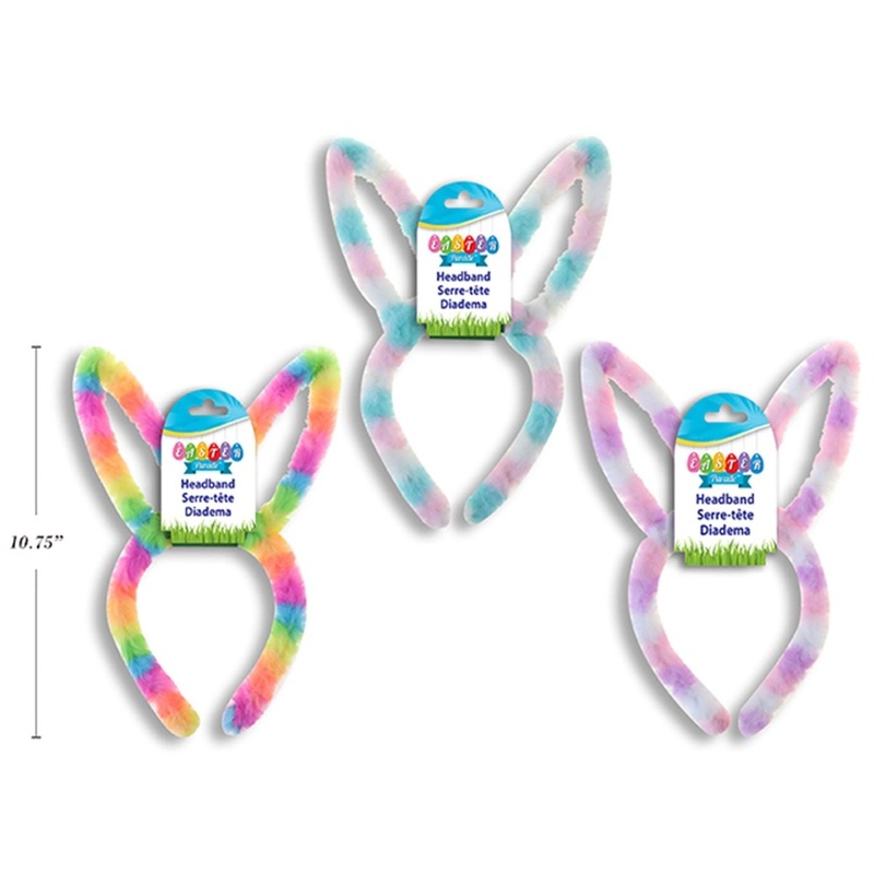 Easter Plush Bunny Ears Headband, Tie-Dye, Assortment, 1 Count