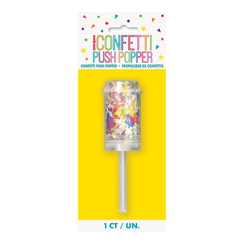 Foil Multicolored Confetti Push Popper, 1 Count