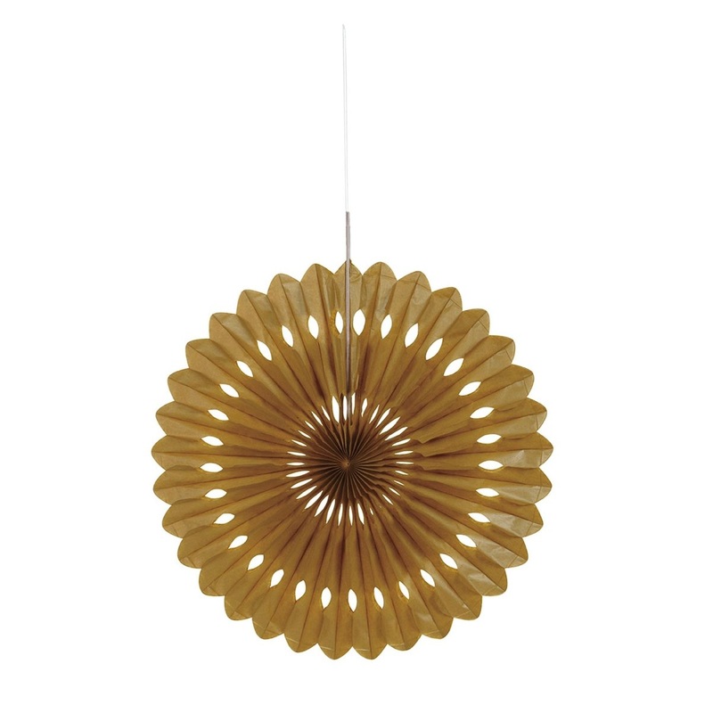 Gold Decorative Paper Fan, 16 Inches, 1 Count