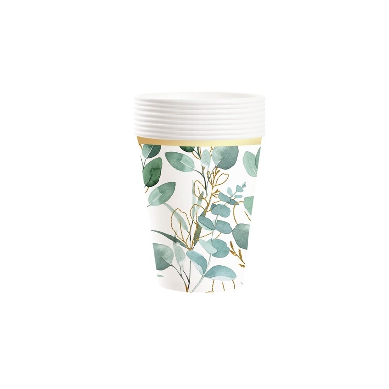 Golden Foliage Paper Cups, 9 Oz, 8 Count