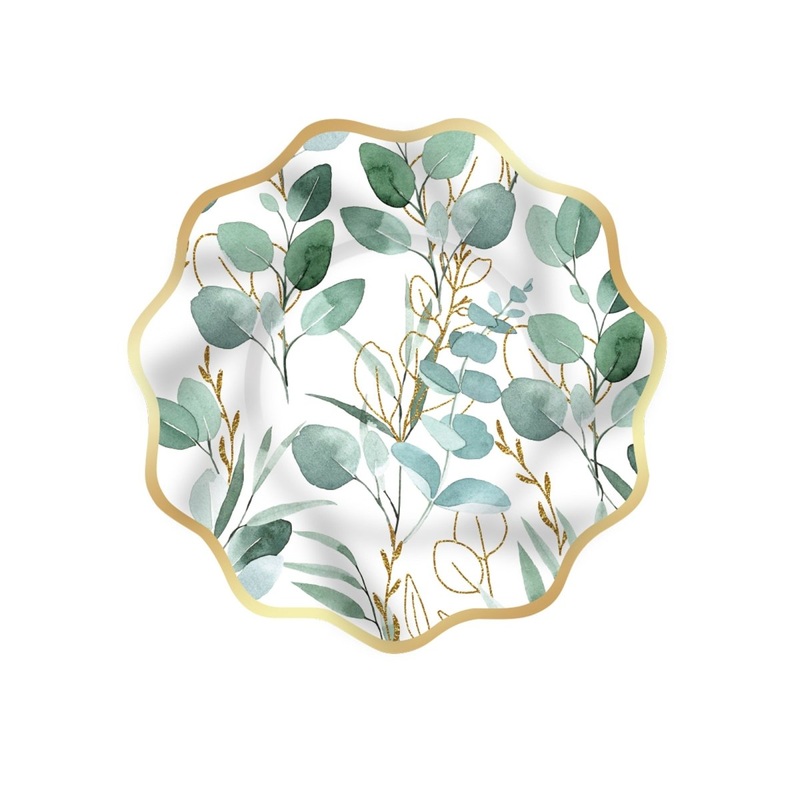Golden Foliage Small Dessert Paper Plates, 8 Inches, 8 Count