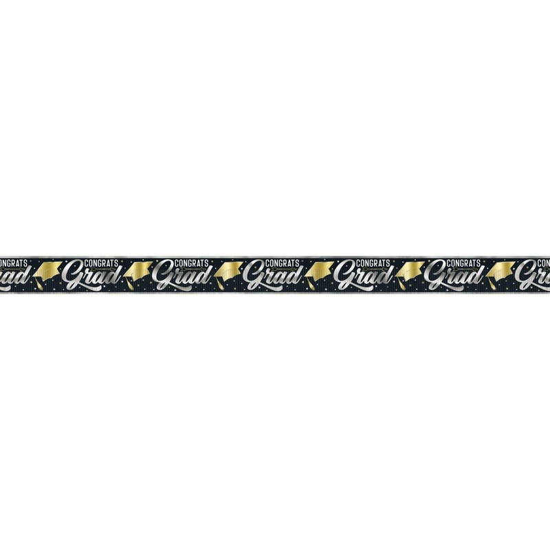Golden Star Graduation "Congrats Grad" Foil Banner, 144 Inches, 1 Count