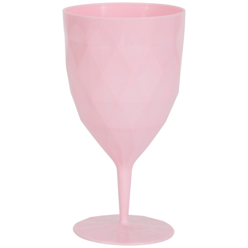 Pink Blooms Bridal Plastic Wine Glass, 12 Oz, 1 Count