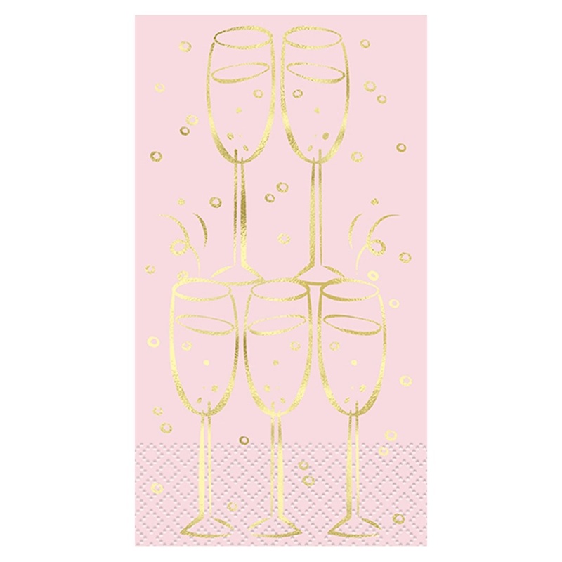 Pink Blooms Bridal Small Beverage Napkins, 16 Count
