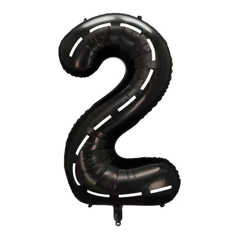 Race Champion Black Number 2 Supershape Foil Balloon, 40 Inches, 1 Count