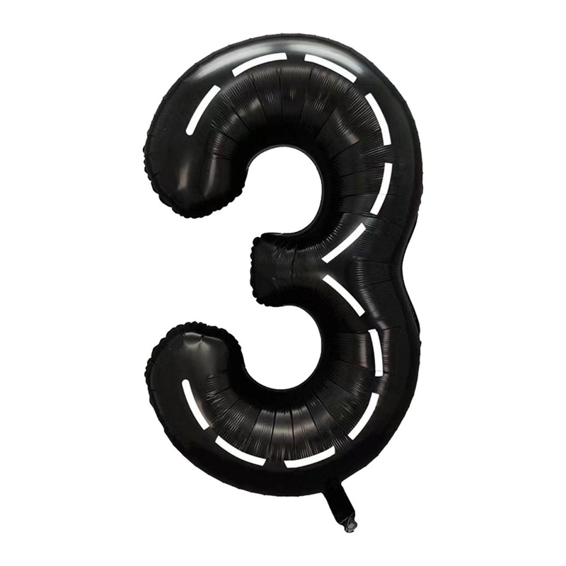 Race Champion Black Number 3 Supershape Foil Balloon, 40 Inches, 1 Count