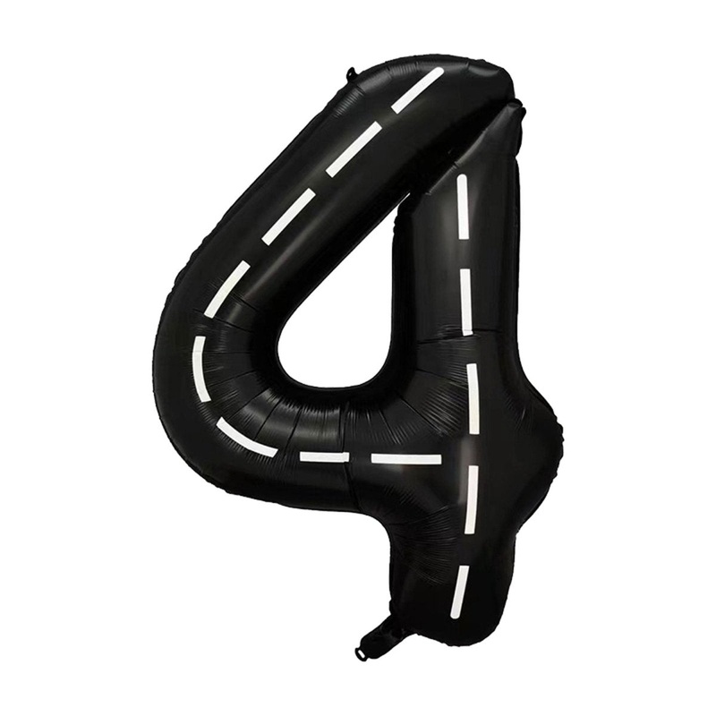 Race Champion Black Number 4 Supershape Foil Balloon, 40 Inches, 1 Count