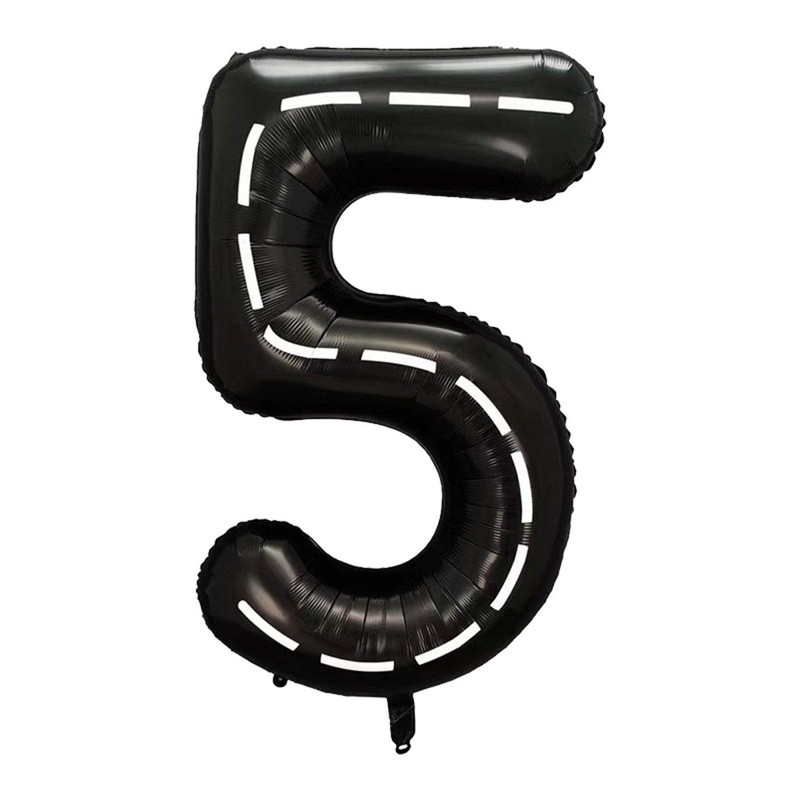 Race Champion Black Number 5 Supershape Foil Balloon, 40 Inches, 1 Count