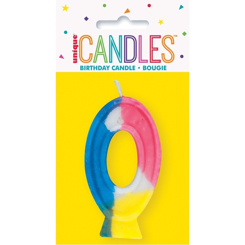 Rainbow Number 0 Birthday Candle, 1 Count