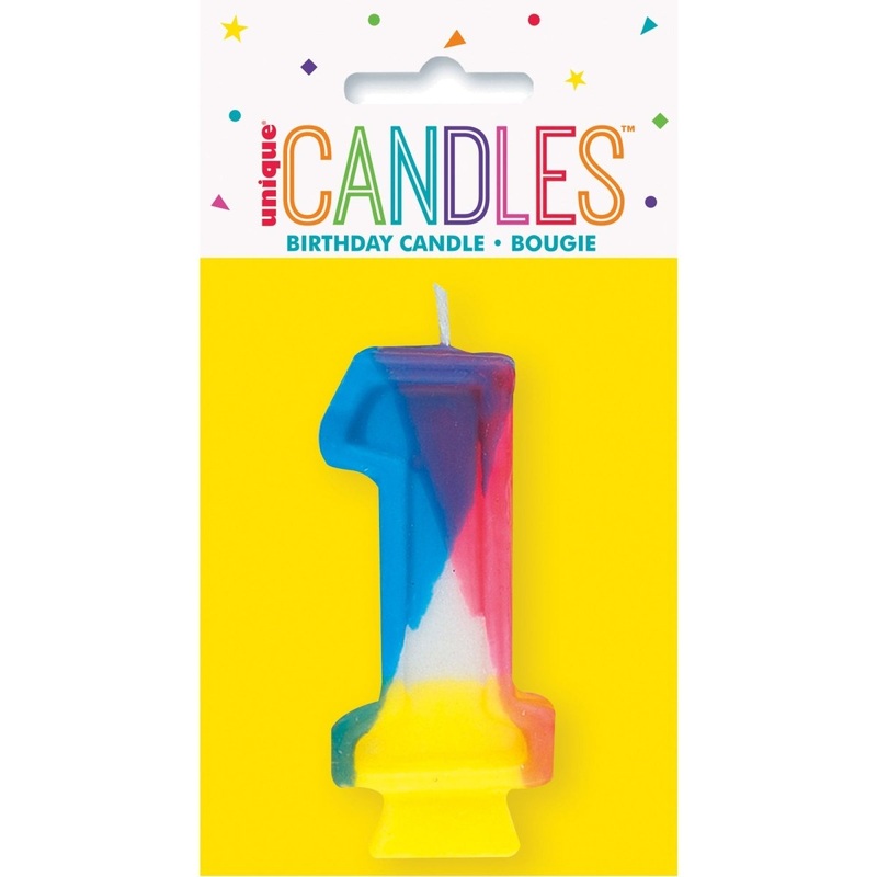 Rainbow Number 1 Birthday Candle, 1 Count