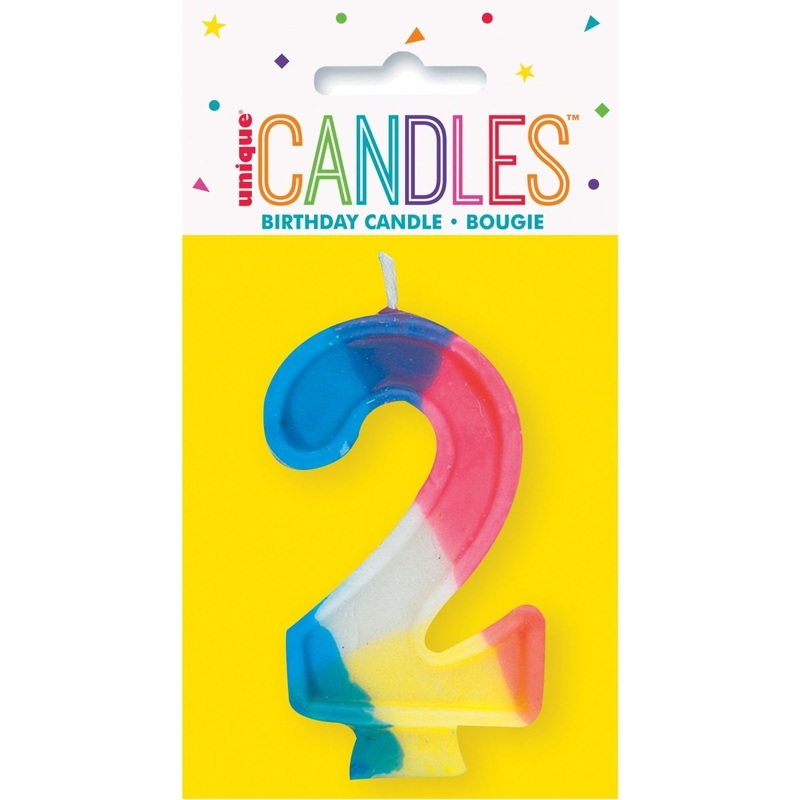 Rainbow Number 2 Birthday Candle, 1 Count