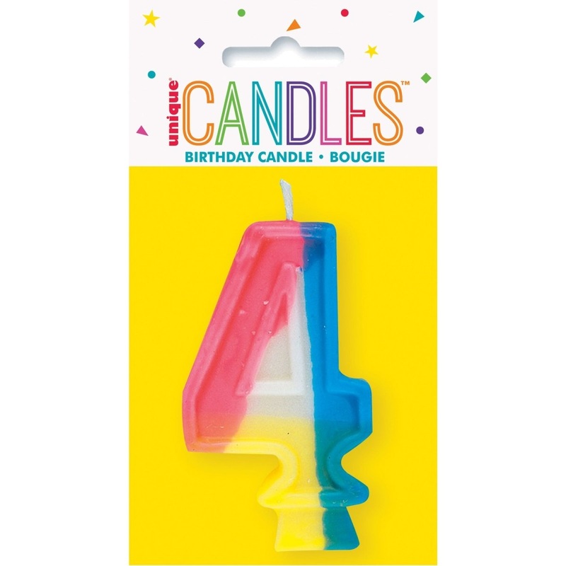 Rainbow Number 4 Birthday Candle, 1 Count